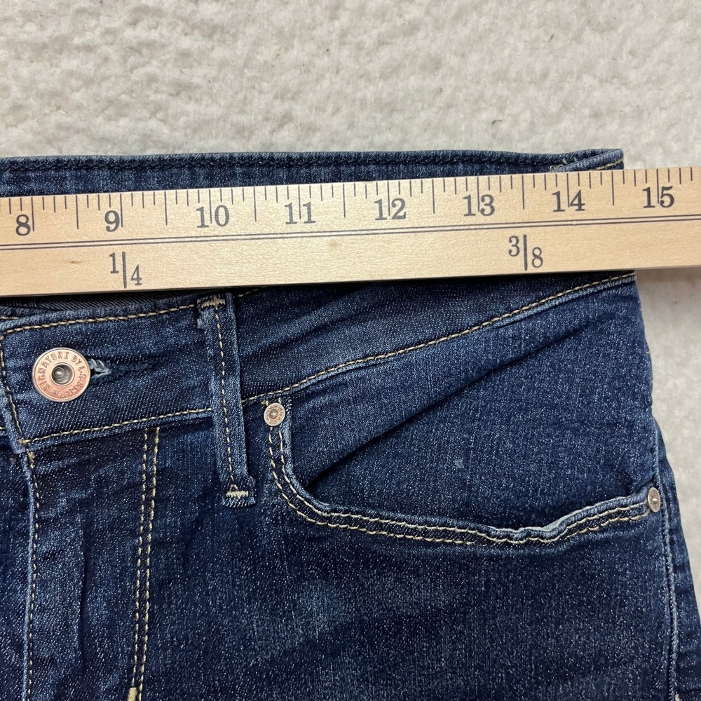 Signature Levi Strauss Women 10M Blue Modern Slim Jeans Dark Wash Stretch - Picture 4 of 10